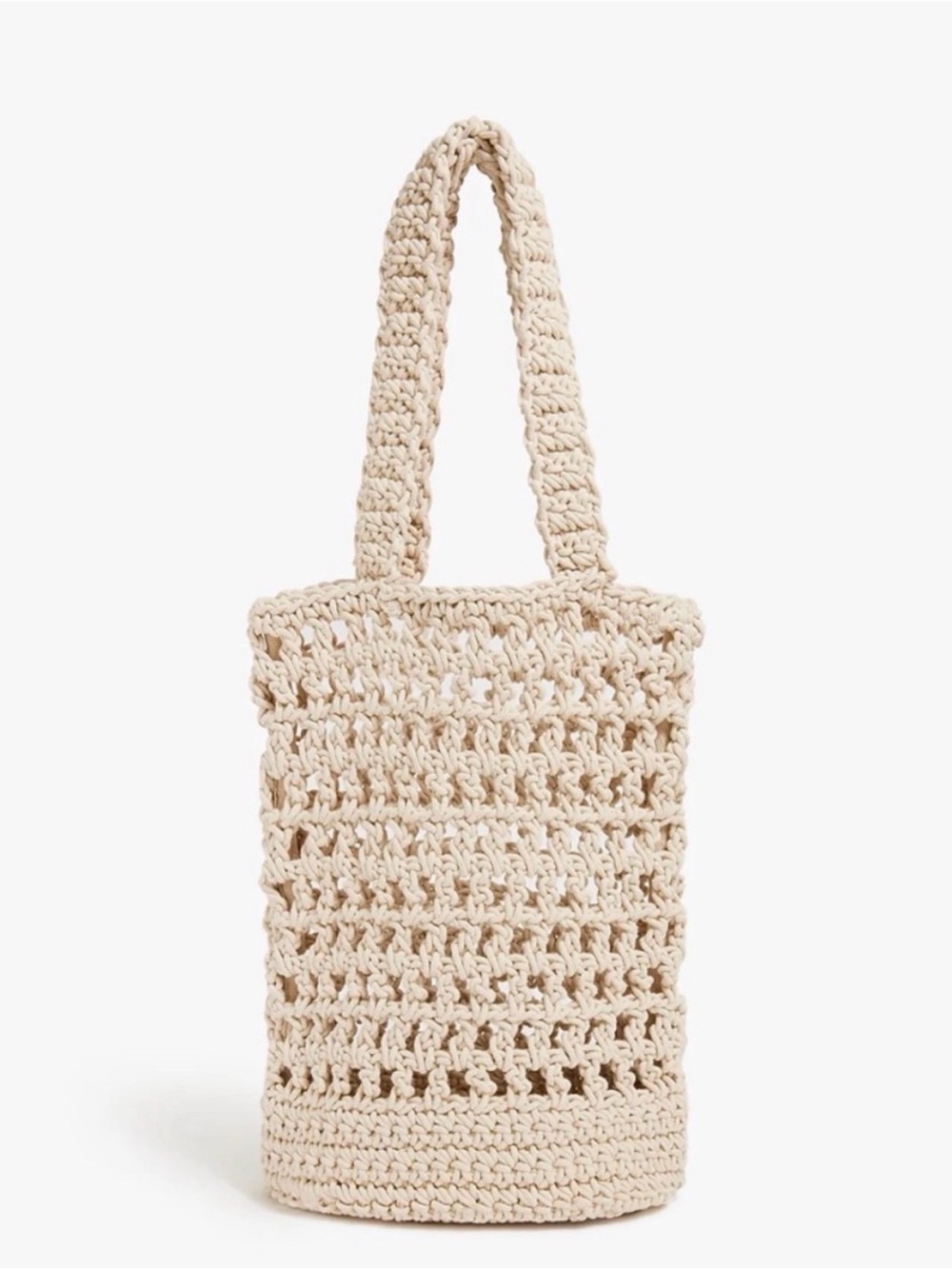 J. Crew Cream Crochet Open-Weave Tote